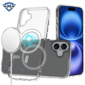 Metkase Thick Transparent [Magnetic Circle] Shockproof Hybrid Case For iPhone 16 6.1 Inch - Clear