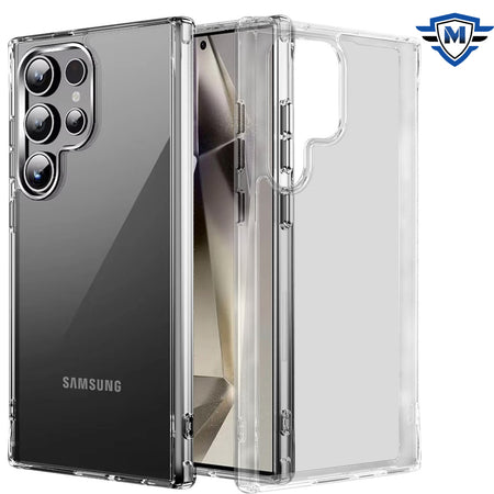 Metkase Ultra Pure Crystal Transparent Thick 2.0mm Shockproof Chromed Buttons Case In Slide-Out Package For Samsung S25 Ultra - Clear