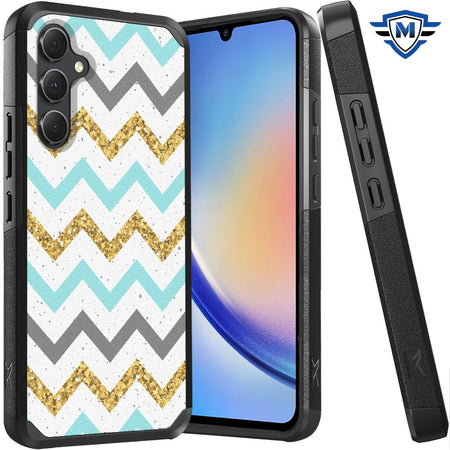 Metkase Tough Strong Hybrid (Magnet Mount Friendly) Case Cover For Samsung A35 5G - Zigzag