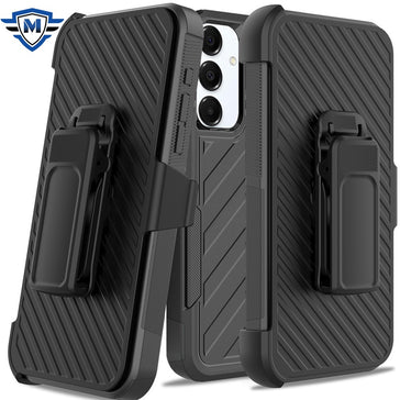 Metkase Noble Lined Shockproof Dual Layer Hybrid Case In Slide-Out Package For Samsung S25 Plus/S24 Plus - Black/Black