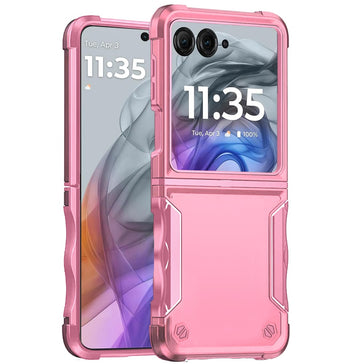 Metkase Exquisite Tough Shockproof Hybrid Case In Slide-Out Package For Motorola Razr 2024 - Pink