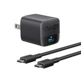 Anker 313 PD 30W USB-C Wall Charger W/ 6' USB-C To USB-C Cable - Black