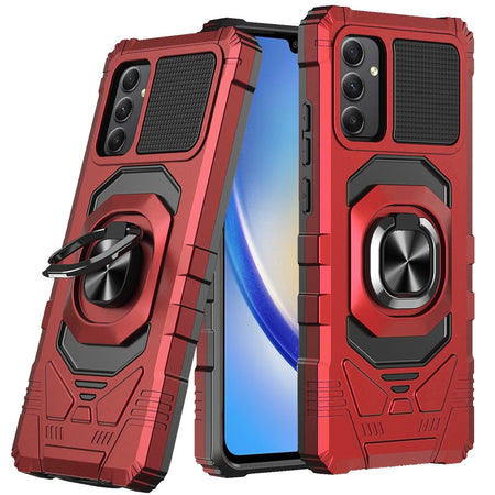 Premium Robotic Hybrid With Magnetic Ring Stand Case For Samsung A15 5G - Red