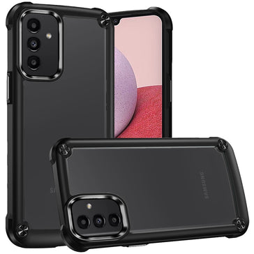 Premium Ultimate Casex Transparent Hybrid Case With Metal Buttons And Camera Edges For Samsung A14 5G - Black