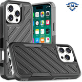 Metkase Noble Lined Shockproof Dual Layer Hybrid Case In Slide-Out Package For iPhone 16 Pro Max 6.9 Inch - Black/Grey