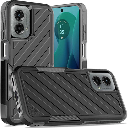 HR Premium Noble Lined Shockproof Dual Layer Hybrid Case For Motorola Moto G Stylus 5G 2024 - Black/Grey