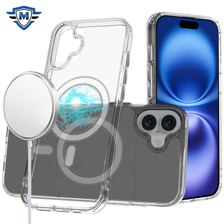 Metkase Thick Transparent [Magnetic Circle] Shockproof Hybrid Case For iPhone 16 Plus 6.7 Inch - Clear