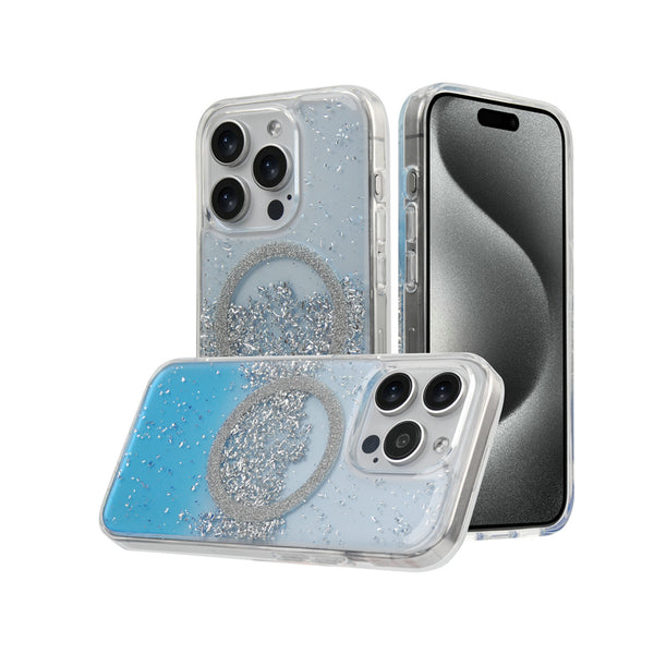 Metkase Glitter Transparent [Magnetic Circle] Shockproof Hybrid Case For Iphone 11 (Xi6.1) - Blue