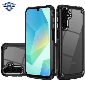 Metkase Ultimate Casex Transparent Hybrid Case With Metal Buttons And Camera Edges For Samsung A16 5G - Black