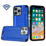 Metkase Strong Tough Metallic Design Hybrid Case In Premium Slide-Out Package For iPhone 15 Plus - Dark Blue