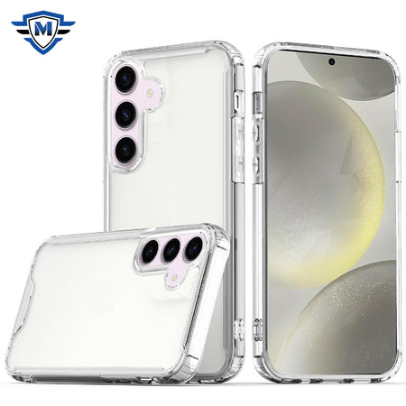 Metkase Colored Shockproof Transparent Hard PC TPU Hybrid Case In Slide-Out Package For Samsung S25 Plus/S24 Plus - Clear/Clear