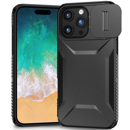 HR Premium Ultimate U Design Hybrid Case With Camera Window Covering For iPhone 16 Pro Max 6.9 Inch - Black