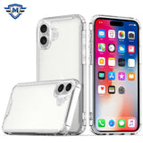 Metkase Colored Shockproof Transparent Hard Pc Tpu Hybrid Case Cover In Slide-Out Package For iPhone 16 6.1 Inch - Clear/Clear