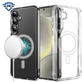 Metkase Thick Transparent [Magnetic Circle] Shockproof Hybrid Case In Slide-Out Package For Samsung S25/S24 - Clear