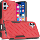 HR Premium Noble Lined Shockproof Dual Layer Hybrid Case For iPhone 16 6.1 Inch - Red/Black