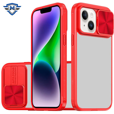 Metkase Fusion Transparent Clear Hybrid Case Cover In Premium Slide-Out Package For iPhone 13/14 - Red