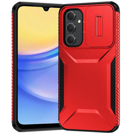 Premium Ultimate U Design Hybrid Case With Camera Cover For Samsung A15 5G - Red