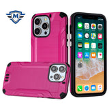 Metkase Strong Tough Metallic Design Hybrid Case In Premium Slide-Out Package For iPhone 15 Plus - Hot Pink