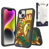 Metkase Premium Exotic Design Hybrid Case In Slide-Out Package For iPhone 15 Plus - Antique Flower