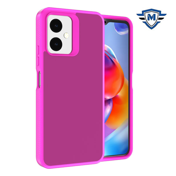 Metkase Dotted Edged Line Skin-Touch High Quality Hybrid Case In Slide-Out Package For Boost Celero Sc 5G 2024 - Hot Pink