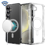 Metkase Thick Transparent [Magnetic Circle] Shockproof Hybrid Case In Slide-Out Package For Samsung S25 Plus/S24 Plus - Clear