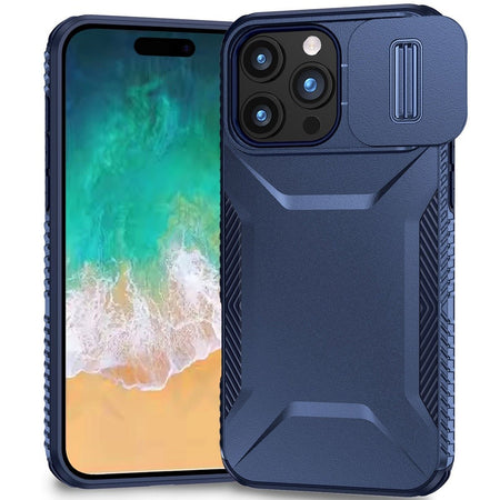 HR Premium Ultimate U Design Hybrid Case With Camera Window Covering For iPhone 16 Pro Max 6.9 Inch - Dark Blue