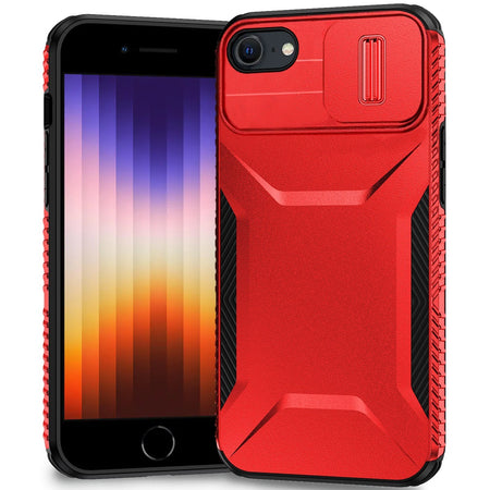 Premium Ultimate U Design Hybrid Case With Camera Window Covering For iPhone Se 2/Se 3/7/8 - Red