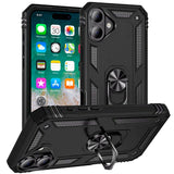 HR Premium Ring Magnetic Kickstand Hybrid Case Cover For iPhone 16 Plus 6.7 Inch - Black