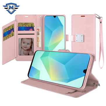 Metkase Wallet Id Card Holder Case For Samsung A16 5G - Rose Gold