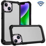 Metkase Ultimate Casex Transparent Hybrid Case With Metal Buttons And Camera Edges In Slide-Out Package For iPhone 13/14 - Black