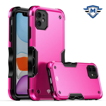 Metkase Exquisite Tough Shockproof Hybrid Case In Slide-Out Package For iPhone 15 Pro - Hot Pink/Black