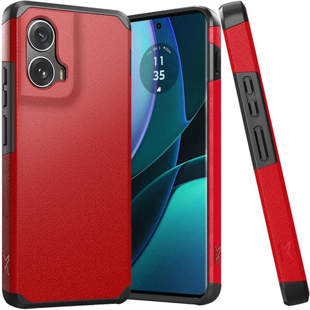 Premium Tough Strong Hybrid (Magnet Mount Friendly) Case Cover For Motorola Edge 5G 2024 - Red