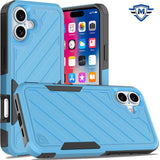 Metkase Noble Lined Shockproof Dual Layer Hybrid Case In Slide-Out Package For iPhone 16 6.1 Inch - Sky Blue/Black