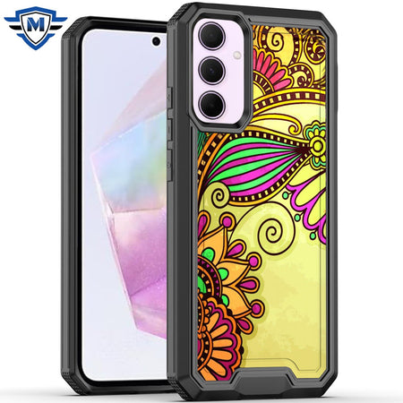 Metkase Premium Rank Design Fused Hybrid Case In Slide-Out Package For Samsung A35 5G - Antique Flower