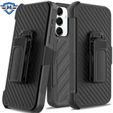 Metkase Noble Lined Shockproof Dual Layer Hybrid Case In Slide-Out Package For Samsung S25/S24 - Black/Black