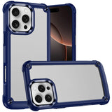 HR Premium Ultimate Casex Transparent Hybrid Case With Metal Buttons And Camera Edges For iPhone 16 Pro Max 6.9 Inch - Blue