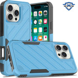 Metkase Noble Lined Shockproof Dual Layer Hybrid Case In Slide-Out Package For iPhone 16 Pro Max 6.9 Inch - Sky Blue/Black