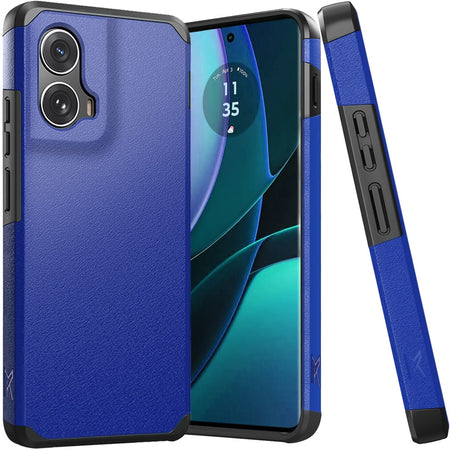 Premium Tough Strong Hybrid (Magnet Mount Friendly) Case Cover For Motorola Edge 5G 2024 - Classic Blue