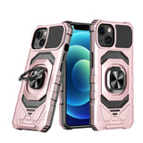 Premium Robotic Hybrid With Magnetic Ring Stand Case For iPhone 14 / iPhone 13 - Rose Gold