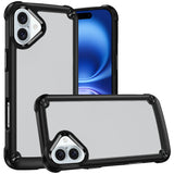 HR Premium Ultimate Casex Transparent Hybrid Case With Metal Buttons And Camera Edges For iPhone 16 Plus 6.7 Inch - Black