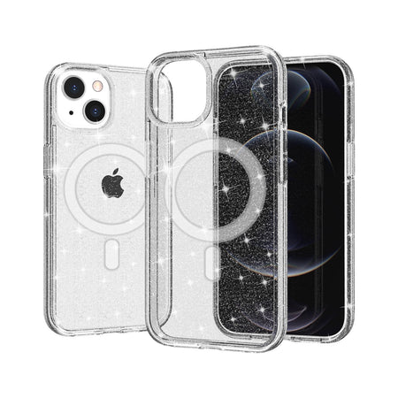 Premium Glitter Ultra (Magnetic Circle) Thick 3Mm Transparent Hybrid Case For iPhone 13/14 - Clear