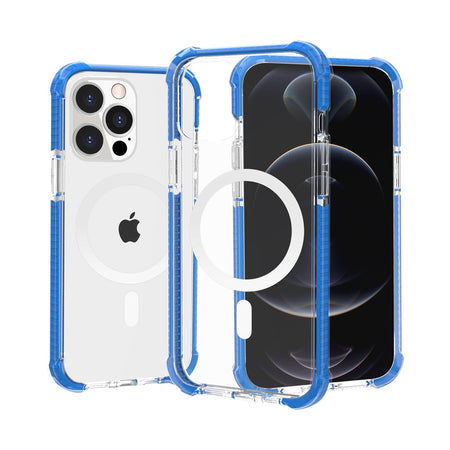 Premium Acrylic [Magnetic Circle] Tough 2.5mm Transparent Shockproof Hybrid Case For iPhone 15 - Blue