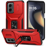 Premium Complete Magnetic Metal Ring Stand Camera Protection Hybrid Case For Motorola Edge 2024 - Red