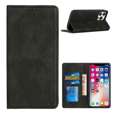 HR Premium Wallet Pu Vegan Leather Id Card Money Holder With Magnetic Closure In Slide-Out Package For Samsung A35 5G - Black