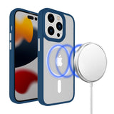 Premium Core [Magnetic Circle] Colorful Buttons Thick 2mm Hybrid Case For iPhone 14 / iPhone 13 - Blue