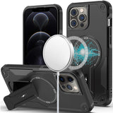 HR Premium Sturdy Bracket Kickstand Magnetic Hybrid Case For iPhone 12/12 Pro - Black