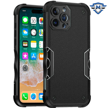 Metkase Exquisite Tough Shockproof Hybrid Case Cover In Slide-Out Package For iPhone 16 Pro Max 6.9 Inch - Black