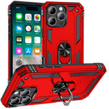 HR Premium Ring Magnetic Kickstand Hybrid Case Cover For iPhone 16 Pro Max 6.9 Inch - Red