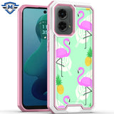 Metkase Premium Rank Design Fused Hybrid Case In Slide-Out Package For Motorola Moto G 5G 2024 - Flamingo