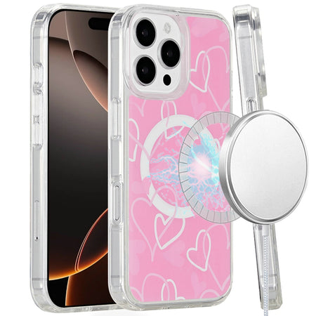 HR Premium Magnetic Space Uv Design Case For iPhone 16 Pro Max 6.9 Inch - Hearts